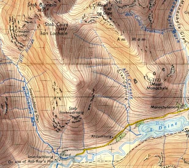 Map for Stob Binnein southern access