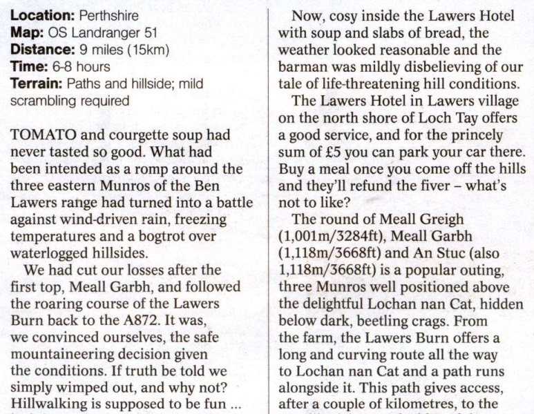 Route Description for circuit of Meall Garbh and An Stuc