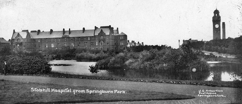 The A-listed Clock Tower of the Old Stobhill Hospital in Springburn Park