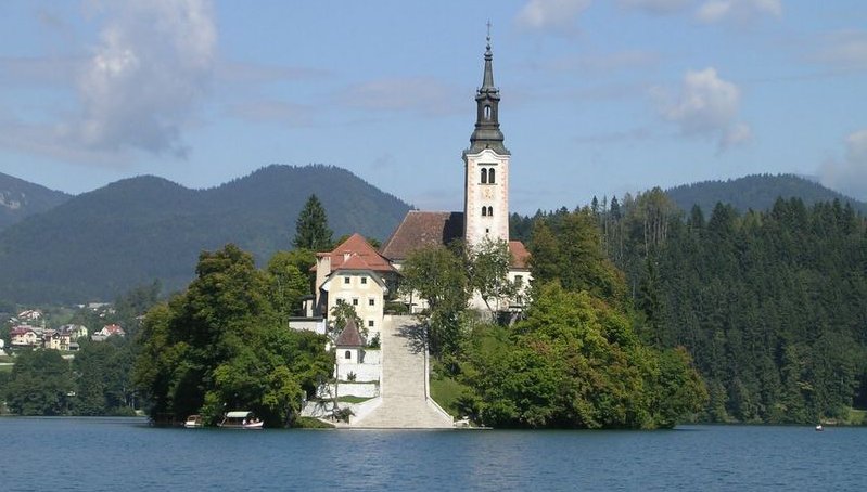 The Church on Island in Lake Bled in Slovenia