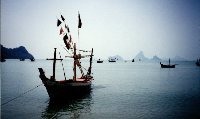 Fishing Boats in bay at Prachuap Kiri Khan