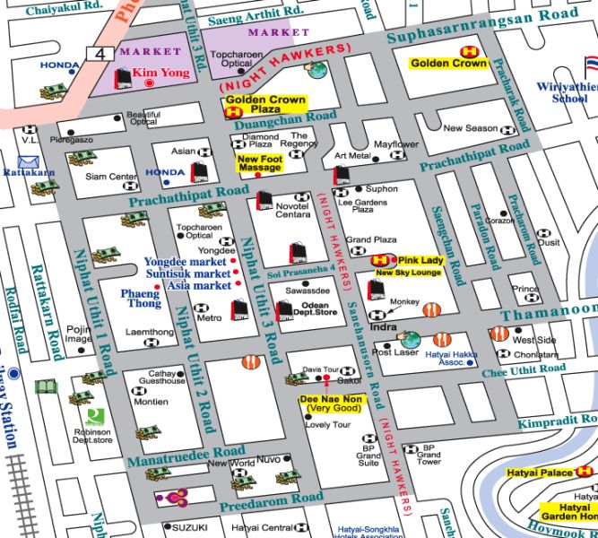 Street Map of Hat Yai