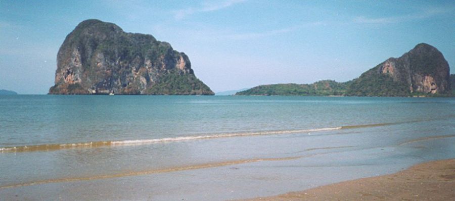 Limestone outcrops at Hat Pak Meng in Trang province in Southern Thailand