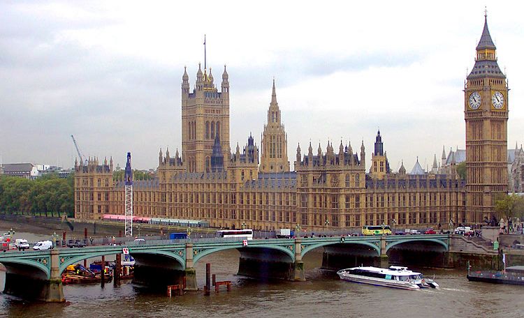 The Houses of Parliament and Westminster Bridge over River Thames