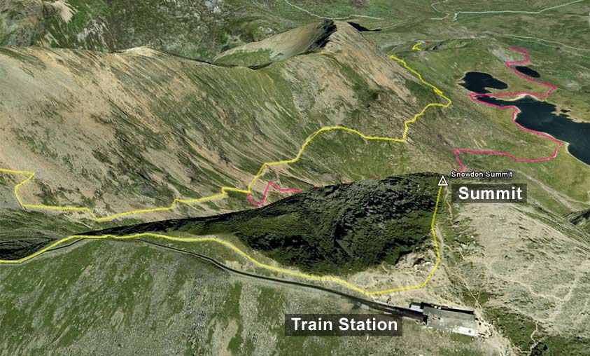 Ascent routes on Snowdon