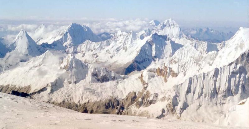 The Cordillera Blanca lies 400km northeast of Lima in Peru - It is the highest tropical mountain range in the world - and contains more than 32 peaks over 18,000 ft.